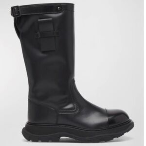 Alexander McQueen Black Tread Leather Boots